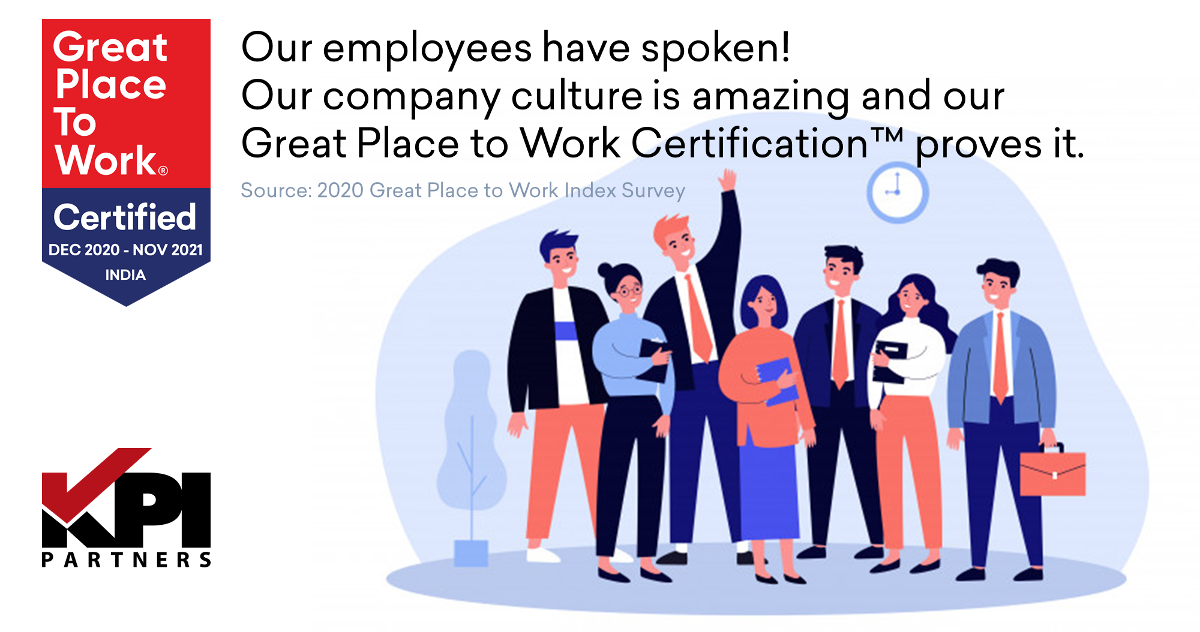 Nov, 2020 KPI Partners has been certified as a Great Place to Work!